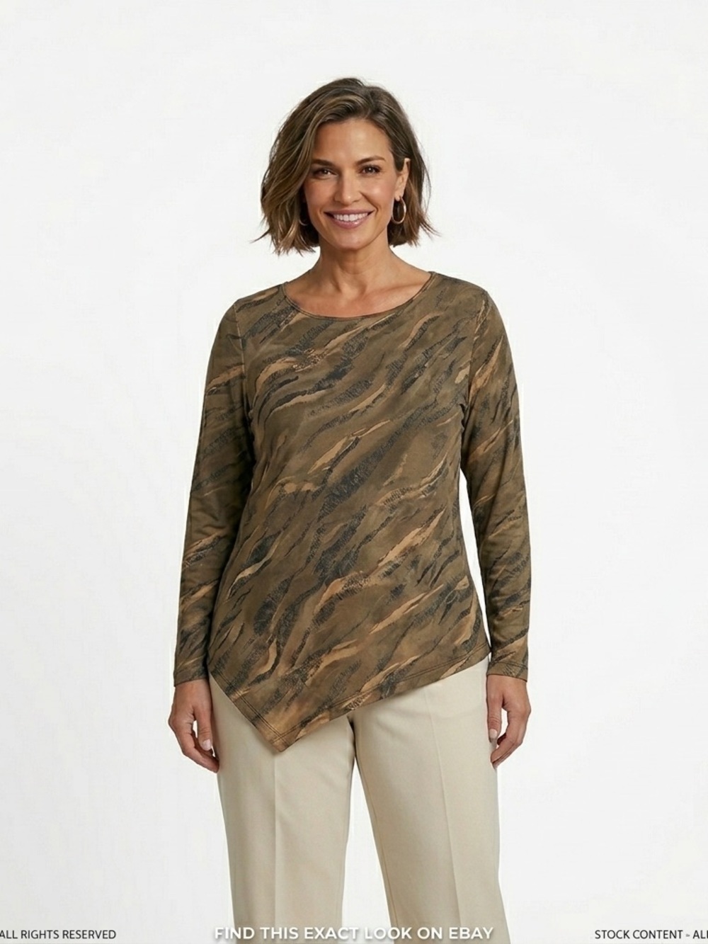 Chico's Brown and Black Patterned Long Sleeve Top